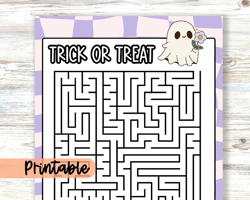 Trick or Treat Ghost Maze, Halloween Printable Activity