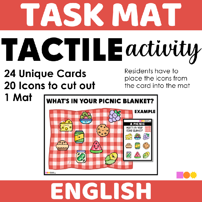 Task Mat Activity July Themed - What's in my Picnic Blanket Tactile Activity - Cognitive Fine Motor Task