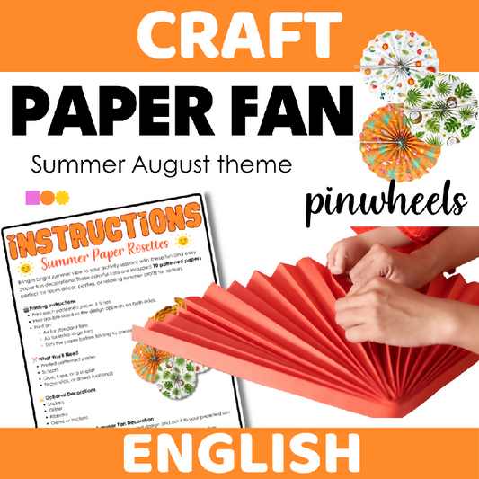 Paper Summer Rosettes Craft for Seniors | Printable Easy Folding Activity for Elderly Adults and Senior Living - Fans or Decor