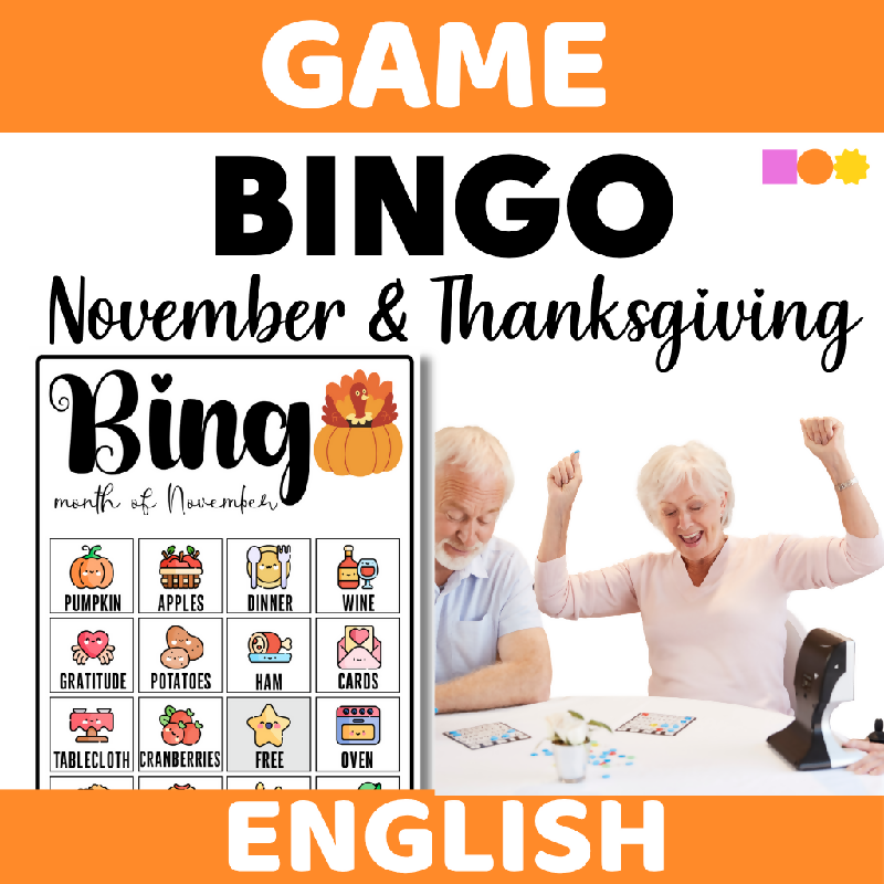 Printable Thanksgiving-themed Bingo for Seniors | Fun Group Game for Assisted Living, Senior Centers and Memory Care Activities for November
