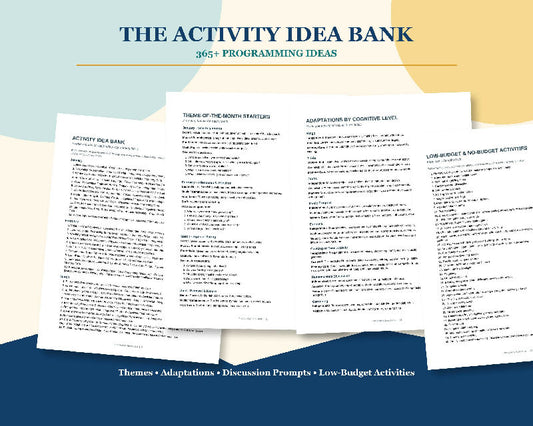 Senior Activity Idea Bank: 365+ Programming Prompts for Memory Care, Reminiscence (PDF)