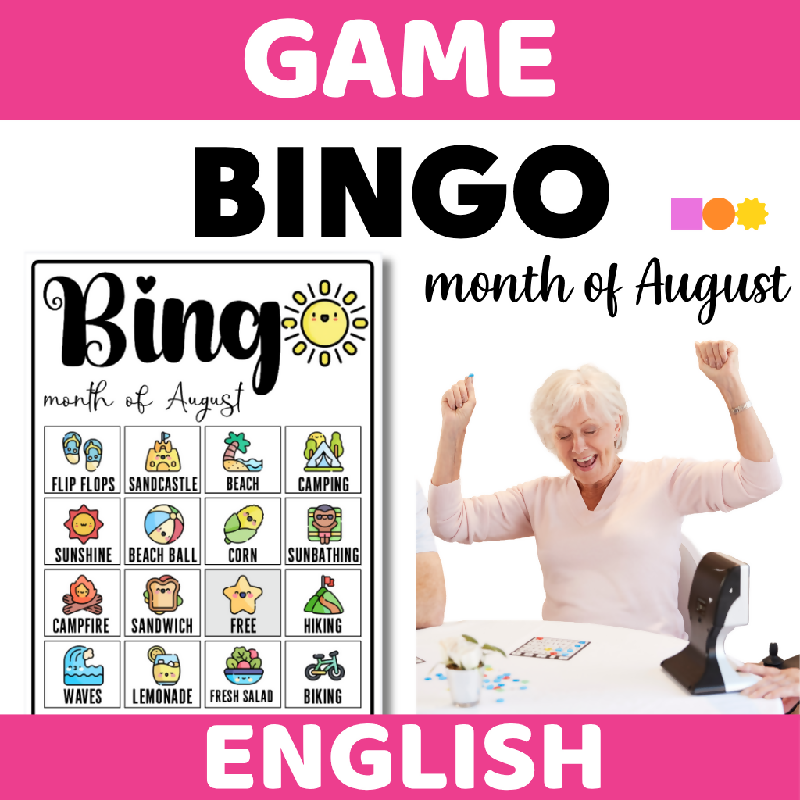 Printable August Bingo for Seniors | Fun Group Game for Assisted Living, Senior Centers and Memory Care Activities