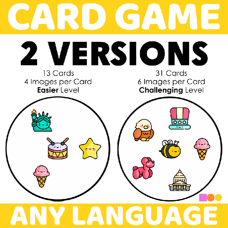 Card Game Pair Me Up July Edition – Patriotic Spot It Inspired Game for Seniors, Fourth of July Matching Game, Independence Day Activity, Cognitive Game, Printable Dobble Style Game
