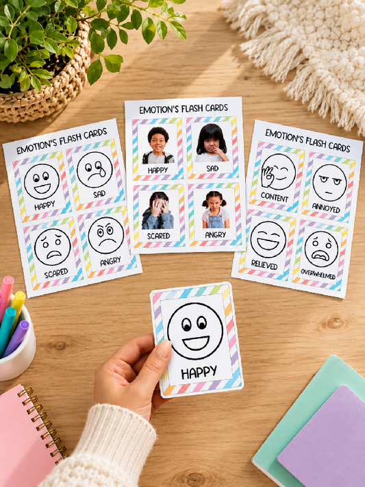 Emotion Flashcards 2 Versions, Photo Facial Expressions & Emotions Icon