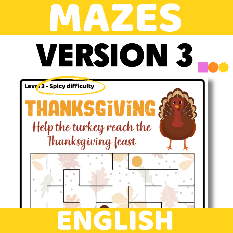 Thanksgiving Mazes for Seniors & Memory Care | Easy, Medium & Hard Cognitive Stimulation Activity | Visual Tracking, Problem-Solving & Cognitive Stimulation November-Themed