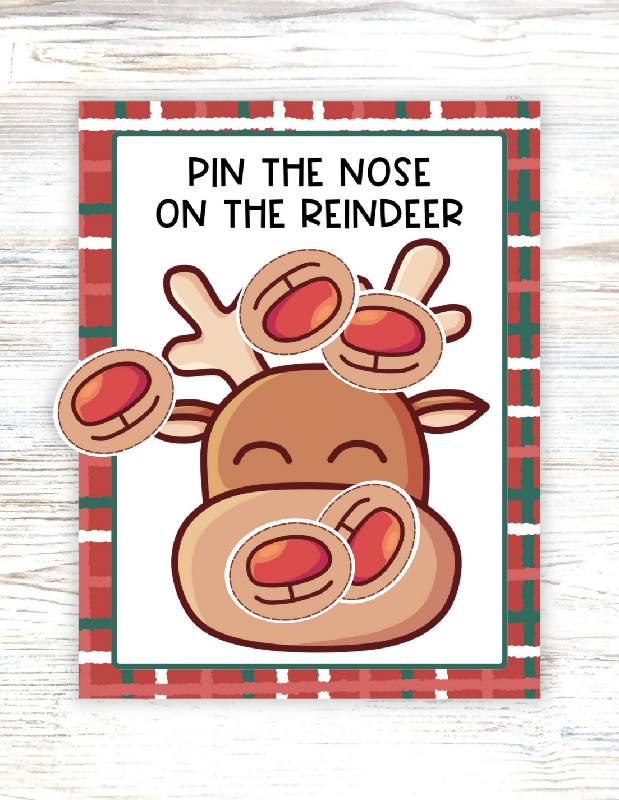 Pin the Nose on the Reindeer & Pin the Carrot Nose on the Snowman, Pin the Tail on Donkey Game, Printable Group Game Activity