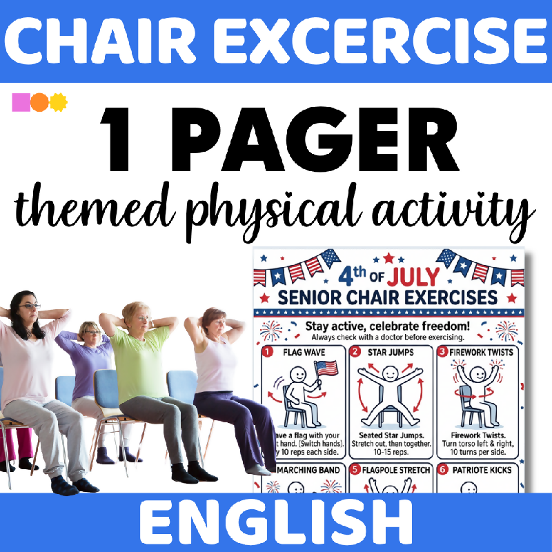 Chair Exercise 4th of July Theme - Independence Day Senior Fitness Workout - Fourth of July