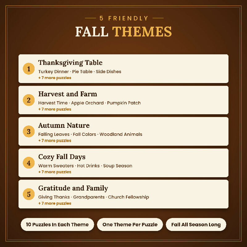 Fall Thanksgiving Crossword for Seniors, 50 Extra Large Print Puzzles, Answer Keys, US Letter and A4