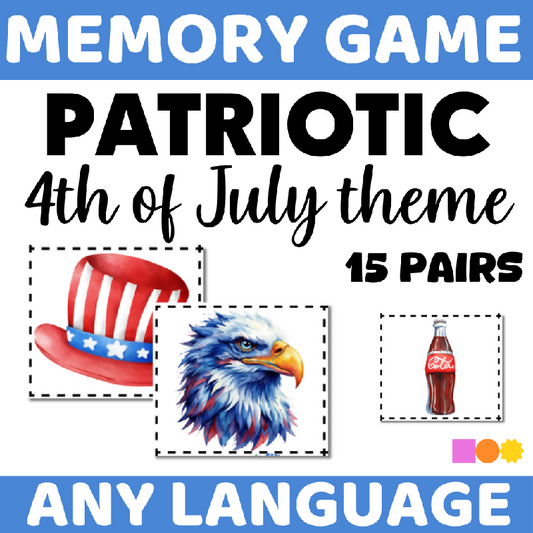 Patriotic Memory Game Ideal for the Fourth of July (4th of July - Independence Day)
