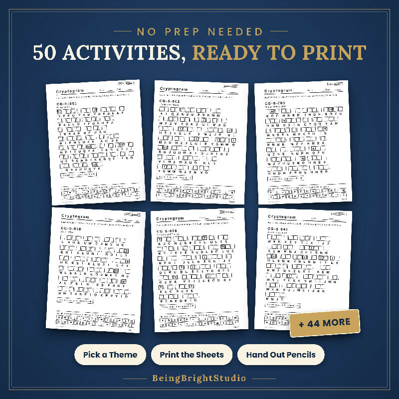 Winter Cryptogram Puzzles for Seniors | 50 Extra Large Print Pages | Activity Director Printable