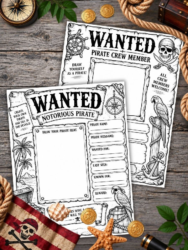 Pirate Coloring Pages, and Multiple Pirate Activity Pages - TR Protocols Included