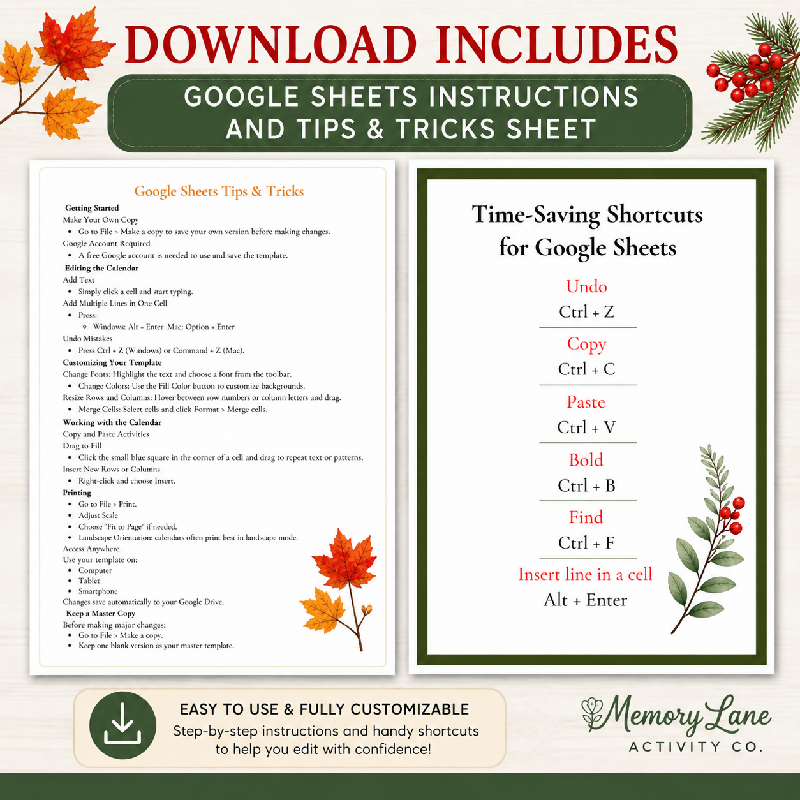 Senior Activity Calendar Template 2026 | Editable Google Sheets Calendar | Recreation Therapy & Activity Directors
