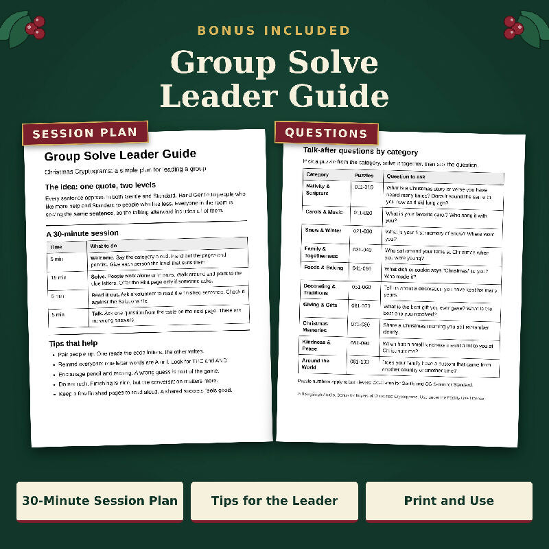 Christmas Cryptograms: 200 Large Print Puzzles in 2 Levels for Group Activities (Printable PDF, Letter + A4)