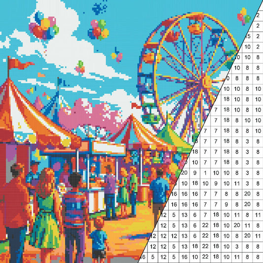 County Fair Summer Collaborative Color by Number | Giant Group Activity Poster | Seasonal Activity | Watercolor Style