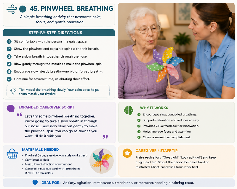🧠 Calm in Minutes: 50 Instant Calm Activities for Dementia Care