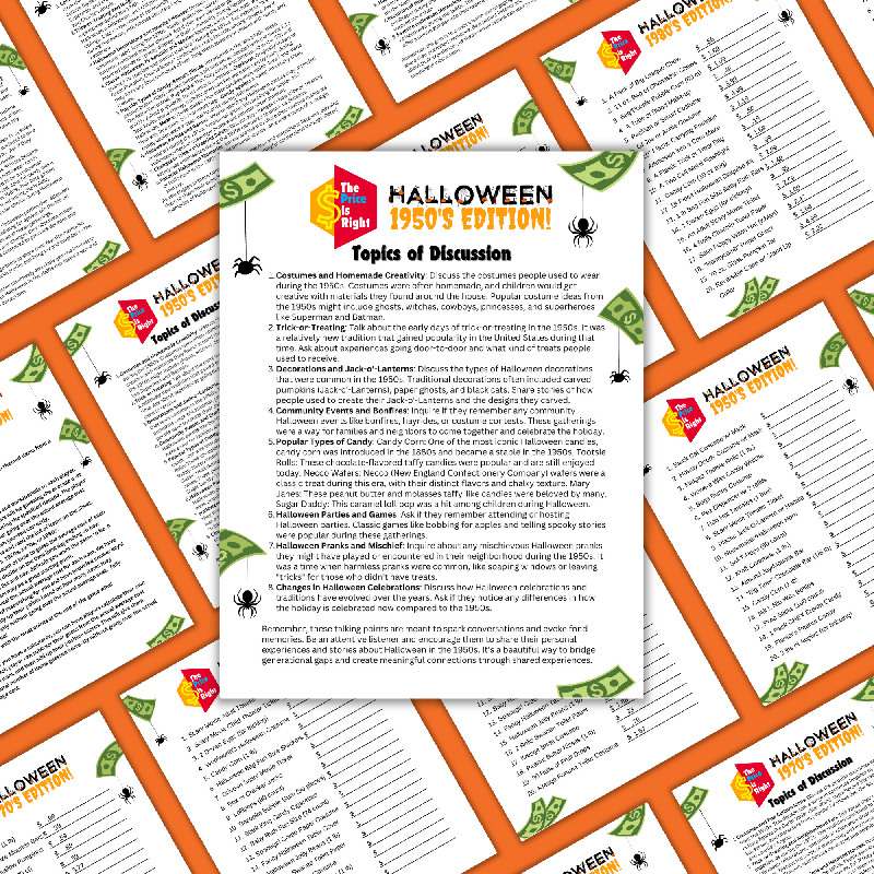 Halloween Through the Decades | Guess the Price Printable Games for Seniors