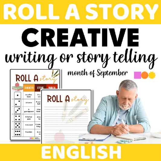 Roll a Story: September Themed Storytelling Activity for Seniors | Back to School, Labor Day, Grandparents Day & Coffee Day Creative Writing Game