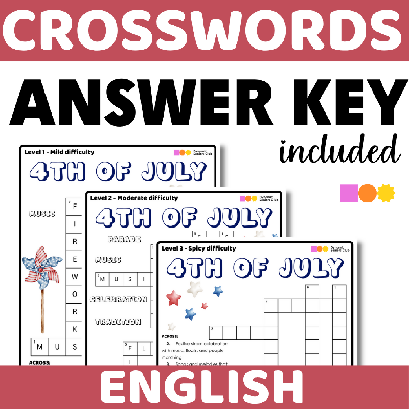 4th of July Crosswords (3 levels of difficulty) - Independence Day - Fourth of July