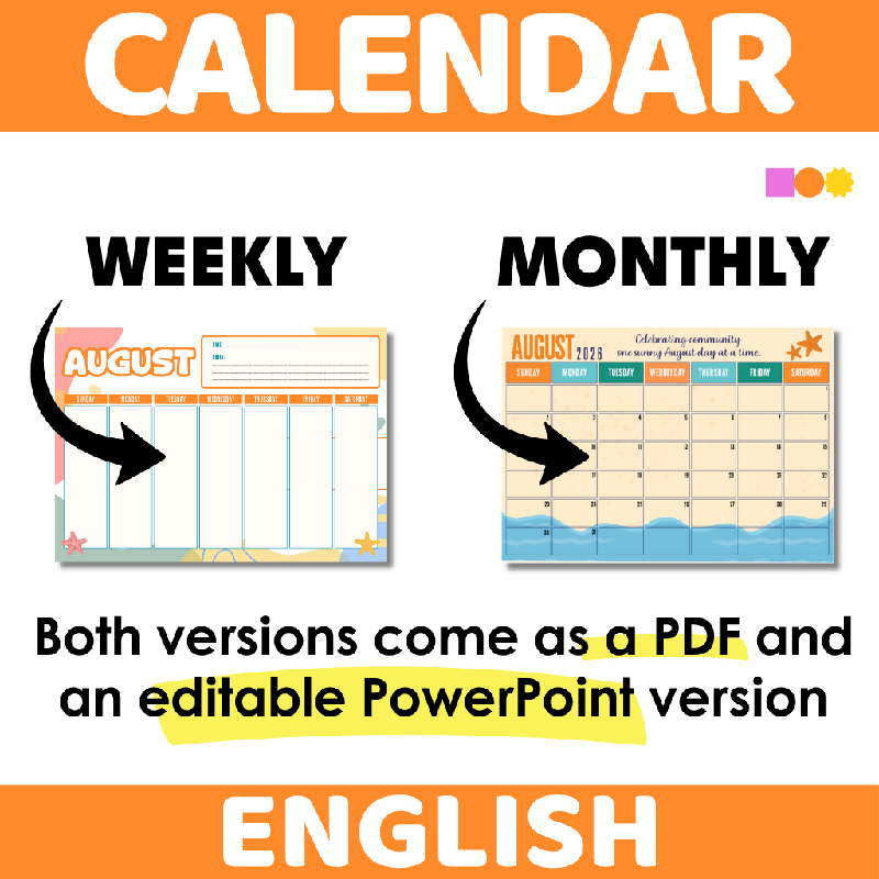 August Activity Director Calendar Kit | Printable and Editable Digital Weekly & Monthly Planning Pages