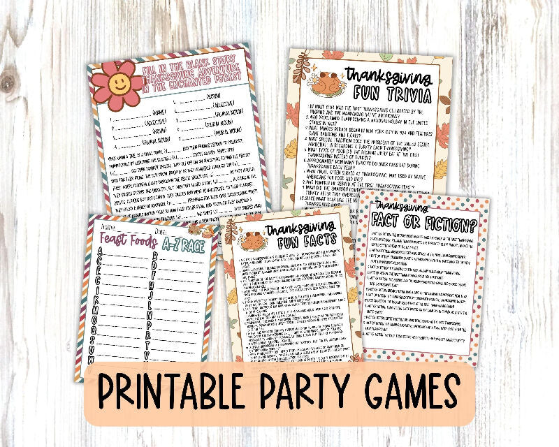 Thanksgiving Bundle, Group Games, Trivia, Leisure Pages, Stationary (Letter Writing) Scavenger Hunt & More