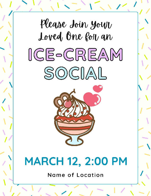 Sundae Social Invitation Template and Flyer Editable Canva Template for Ice Cream Social - Can be Customized to Variety of Socials/ Flyers