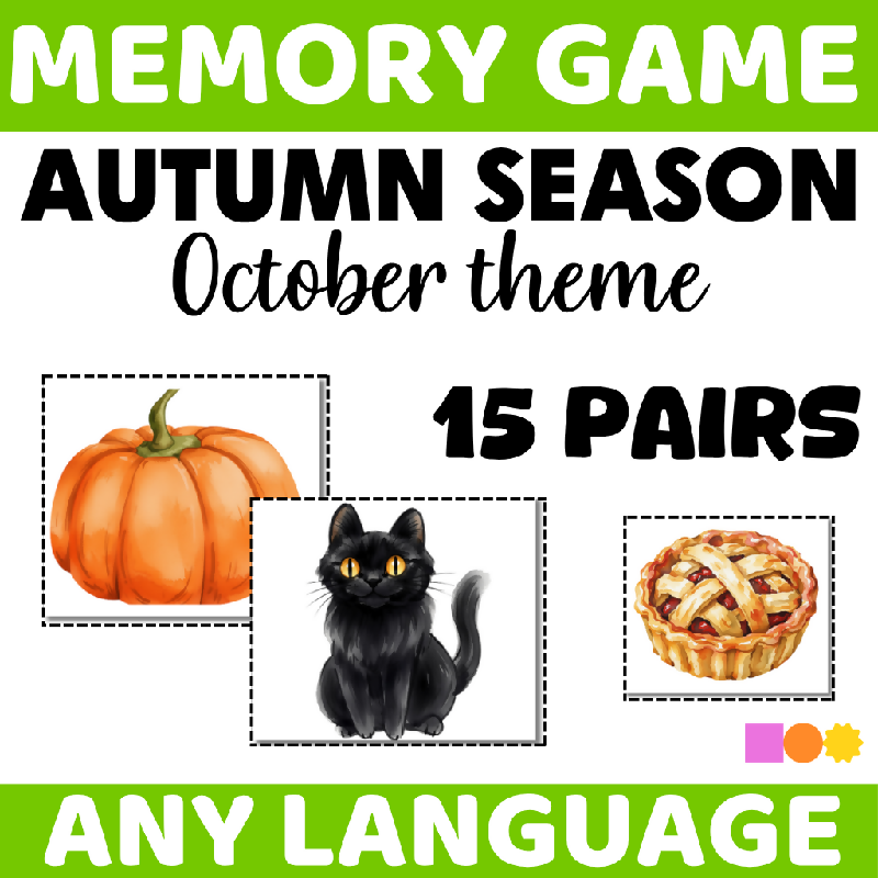 October-Themed Memory Game for Seniors | Printable Matching Activity for Cognitive Stimulation and Memory Care - Brain Activity for Elderly Adults Autumn Fall Theme