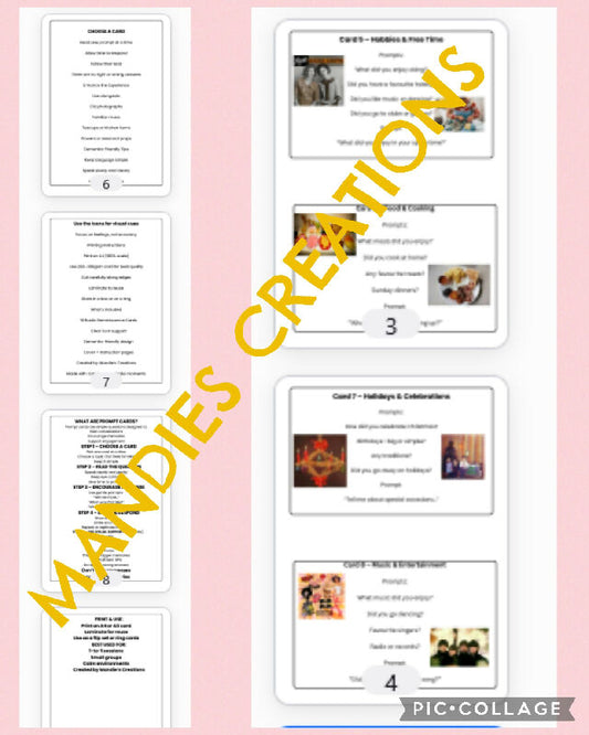 Reminiscence Prompt Cards for Seniors | Conversation Starters for Memory Care & Dementia