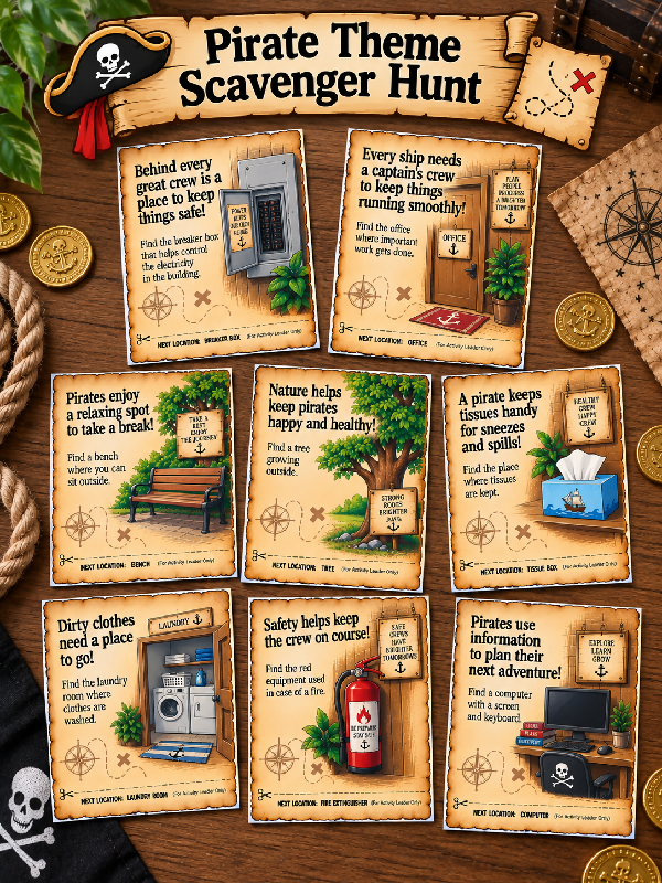 Pirate Scavenger Hunt, Follow the Clues to the Hidden Treasures