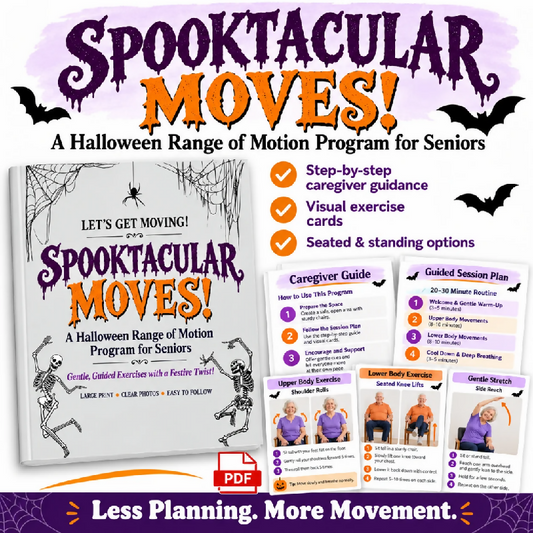 Spooktacular Moves Halloween Range of Motion Program for Seniors | Printable Exercise Cards & Activities