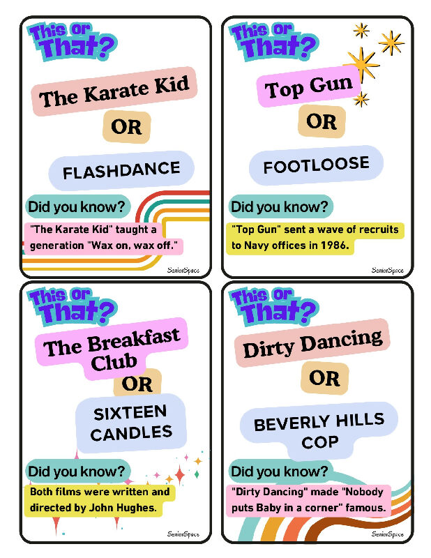 This or That? 200 Reminiscence Cards for Dementia & Seniors | 60s 70s 80s Conversation Starters | Activity Director Printable Memory Care Game