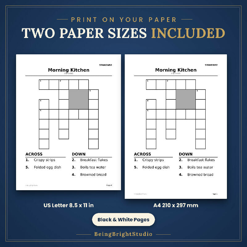 Large Print Crossword Puzzles for Seniors, 50 Printable Everyday Themes, Activity Director Handouts, Letter A4