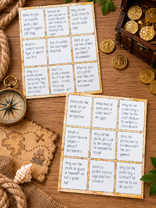 Pirate Riddles, Jokes & Would You Rather Questions, Group Games for Parties or Recreation Activities