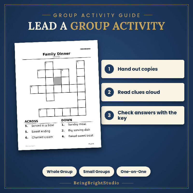 Large Print Crossword Puzzles for Seniors, 50 Printable Everyday Themes, Activity Director Handouts, Letter A4