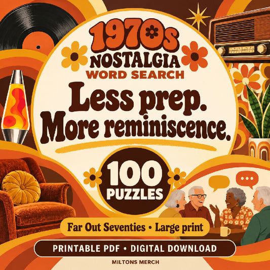 Far Out Seventies — 100 Large Print 1970s Word Searches & Reminiscence Topics, PDF