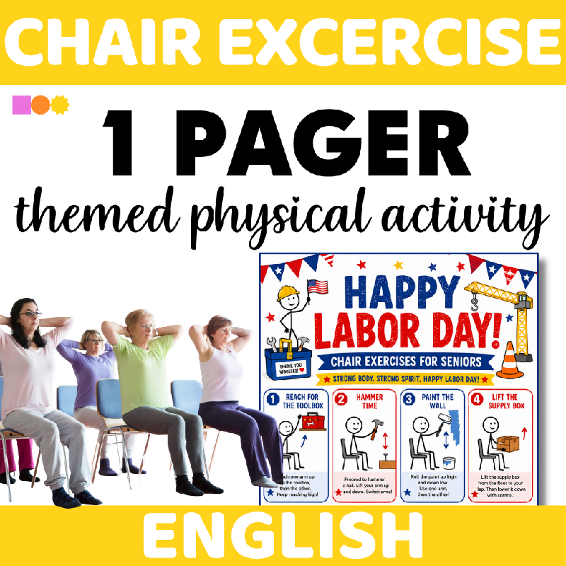 Printable Labor Day Chair Exercise Routine for Seniors | Gentle Seated Workout for Home Care and Assisted Living
