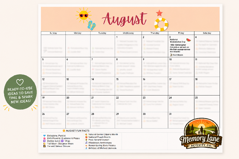 Recreation Activity Calendar Bundle | Editable Google Sheets Template + Monthly Ideas Calendar | Activity Director Planner for Senior Care