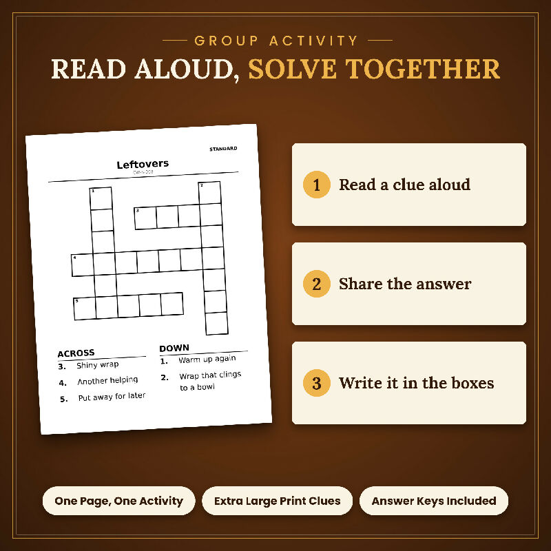 Fall Thanksgiving Crossword for Seniors, 50 Extra Large Print Puzzles, Answer Keys, US Letter and A4