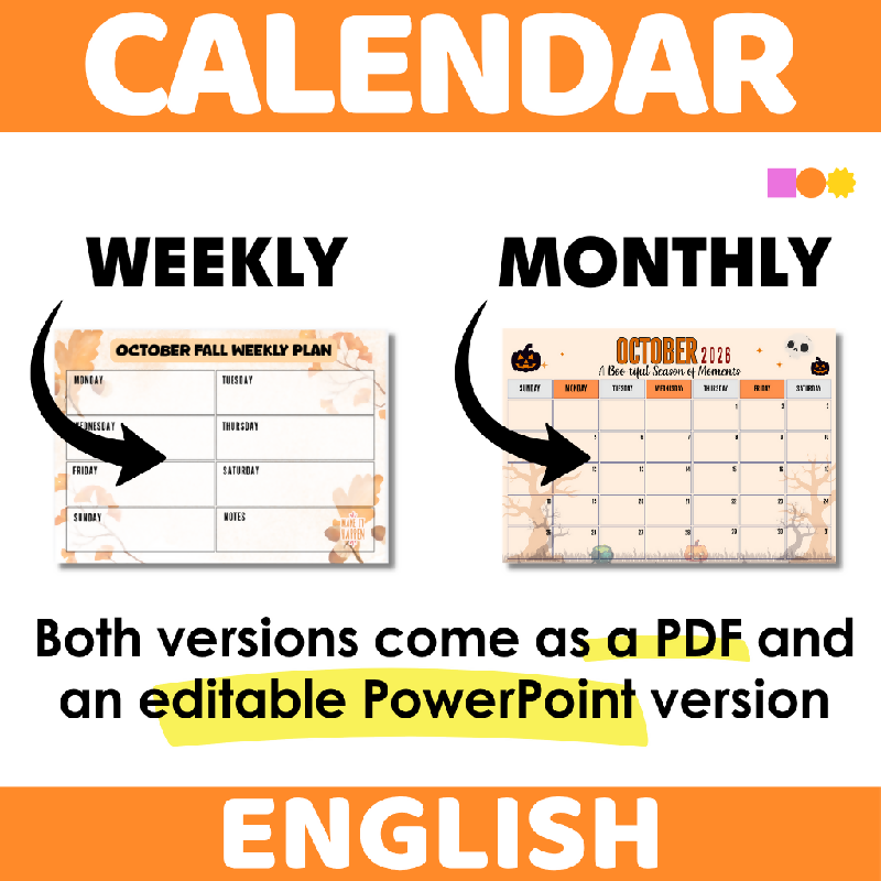 October Activity Director Calendar Kit | Printable & Editable Monthly & Weekly Planning Pages for Activity Directors