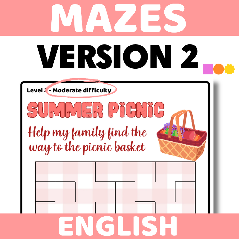 August Mazes for Seniors and Elderly Adults | Printable Brain Game Worksheets for Assisted Living, Senior Centers & Home Care | Cognitive and Fine Motor Activity Puzzles