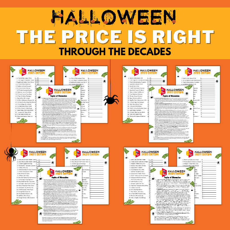 Halloween Through the Decades | Guess the Price Printable Games for Seniors