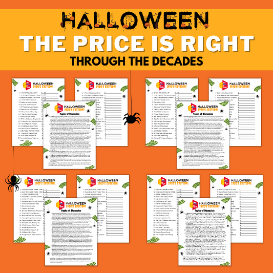 Halloween Through the Decades | Guess the Price Printable Games for Seniors