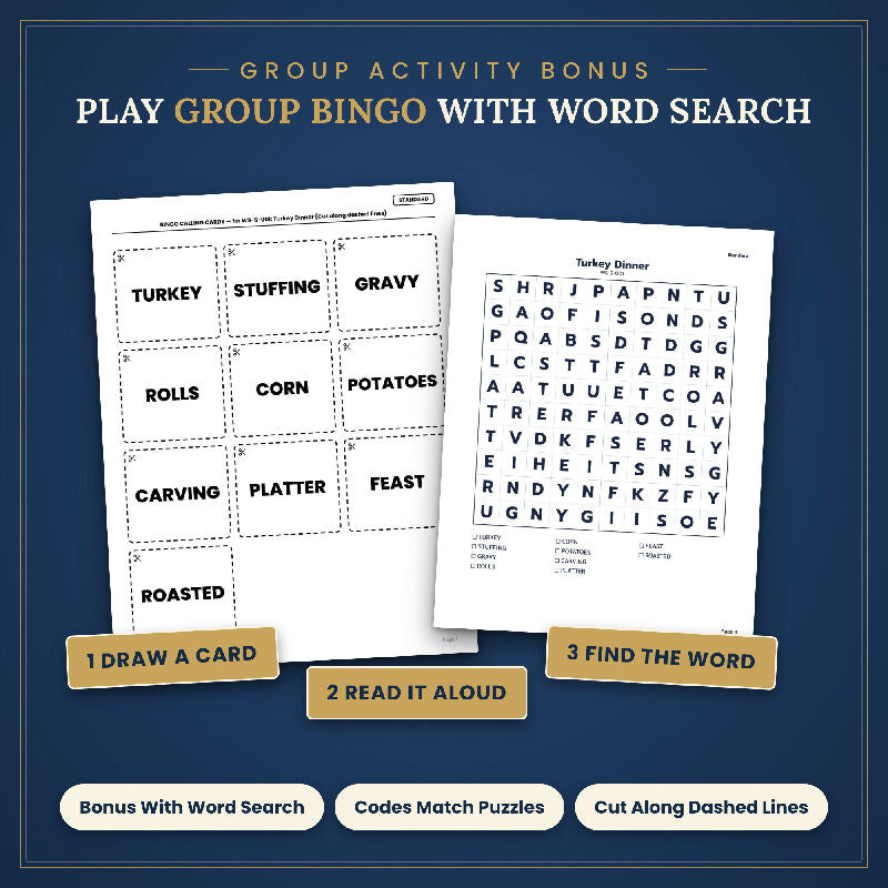 Fall Thanksgiving Puzzle Bundle for Seniors, 150 Large Print Puzzles, Word Search Crossword Cryptogram, Activity Planner