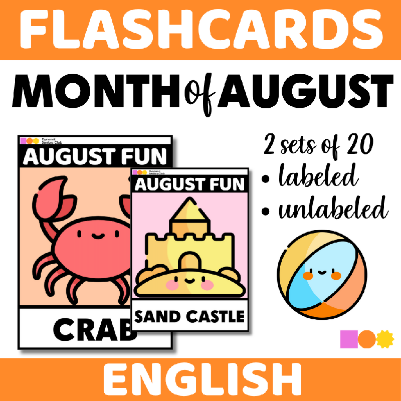 August-Themed Flashcards for Seniors | Printable Cognitive Stimulation Activity for Elderly Adults and Senior Living