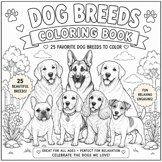 Dog Breeds Coloring Book