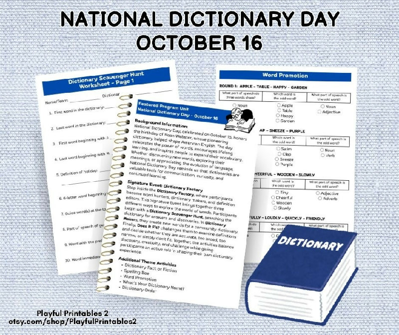 National Dictionary Day Activity Bundle for Seniors | October | Word Games & Senior Engagement Activities