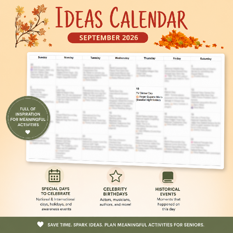 September Activity Calendar Ideas | Editable Google Sheets Calendar Template | Senior Activities | Recreation Planning Tool