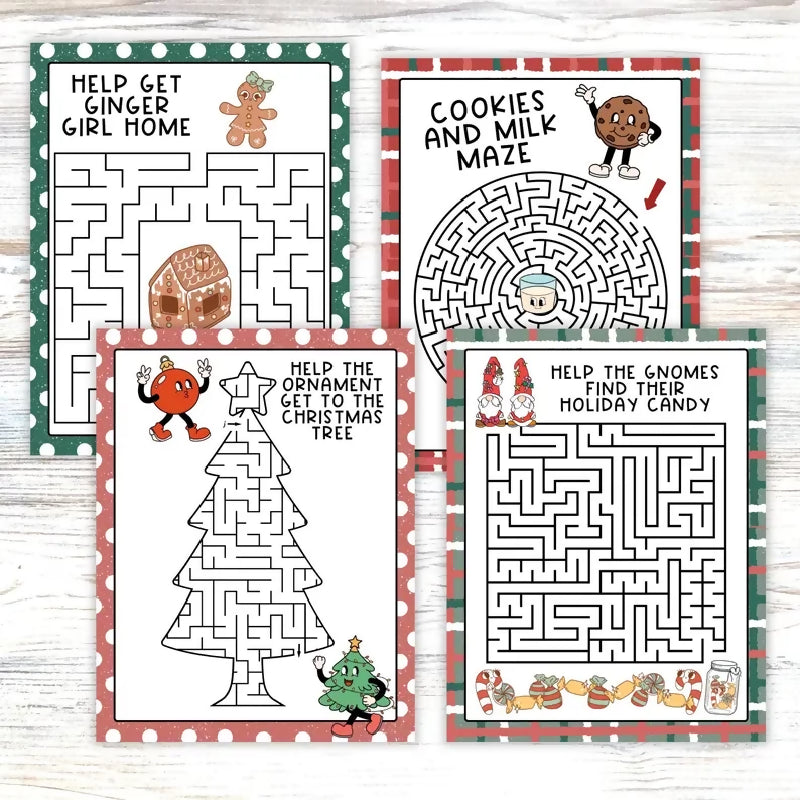 Christmas Mazes Printable 7 Pack, Holiday Puzzles Christmas Activities for 1:1, Independent Leisure