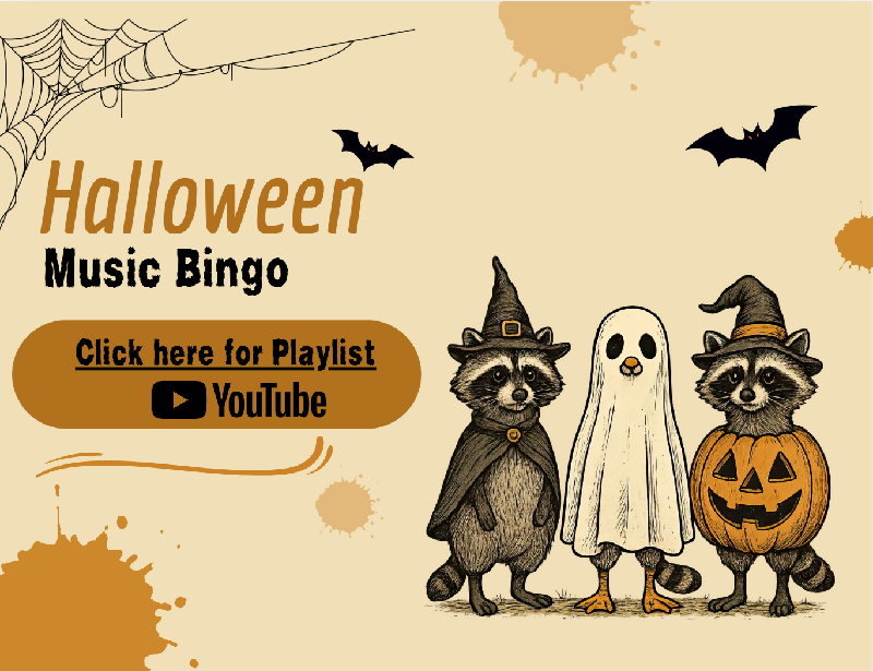 Halloween Music Bingo for Seniors | Printable Halloween Party Game | YouTube Playlist | Instant Download