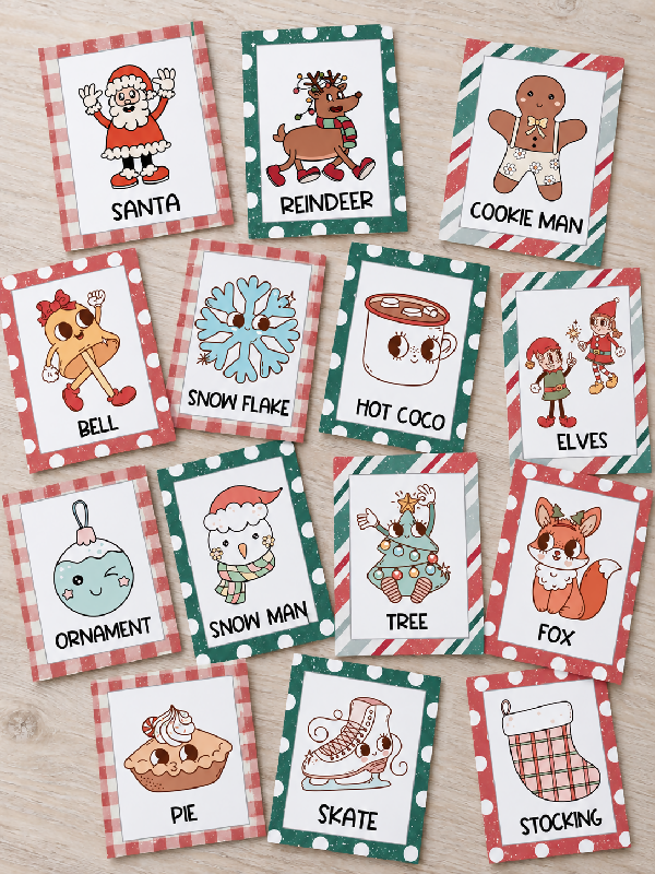Christmas Winter Scavenger Hunt and Memory / Matching Game Set