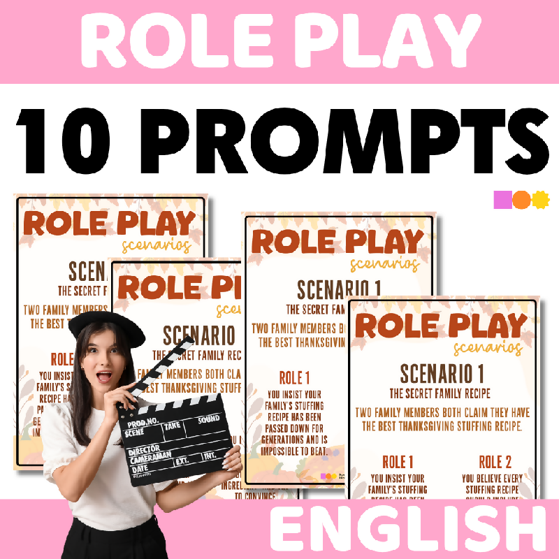 November Thanksgiving Role Play Prompts for Seniors | Printable Conversation and Social Interaction Activity for Elderly Adults and Senior Living